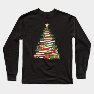 Bookworm Christmas Tree books Long Sleeve T-Shirt